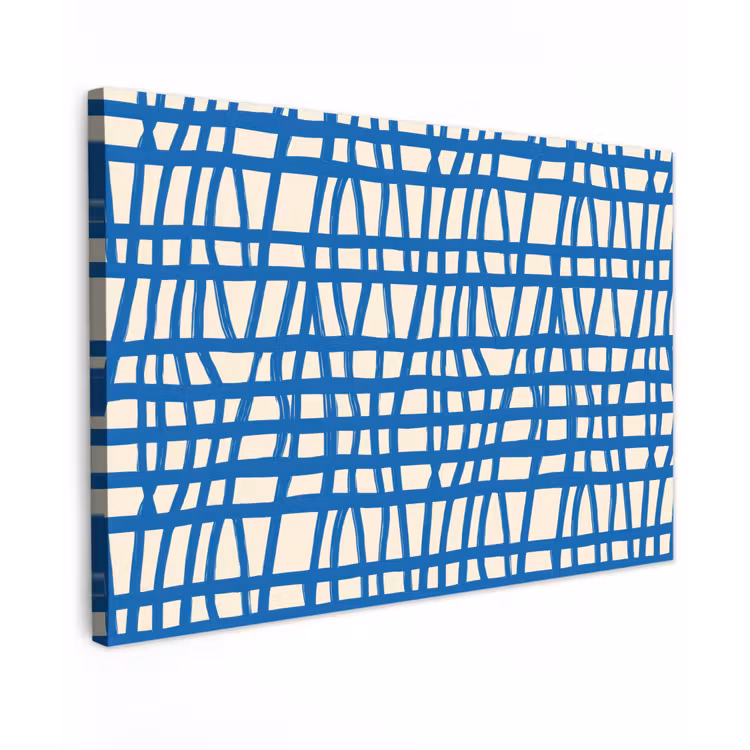 Ruitpatroon - Blauw - Crème canvas 2cm klein 34 -z3d