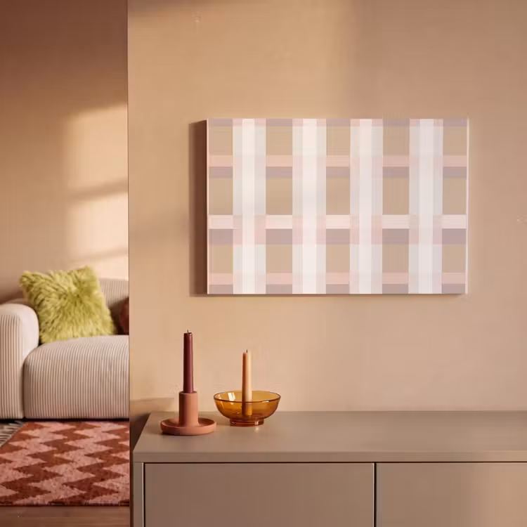 Ruitpatroon - Aardetinten - Minimalistisch canvas 2cm klein 34 -sfeer1