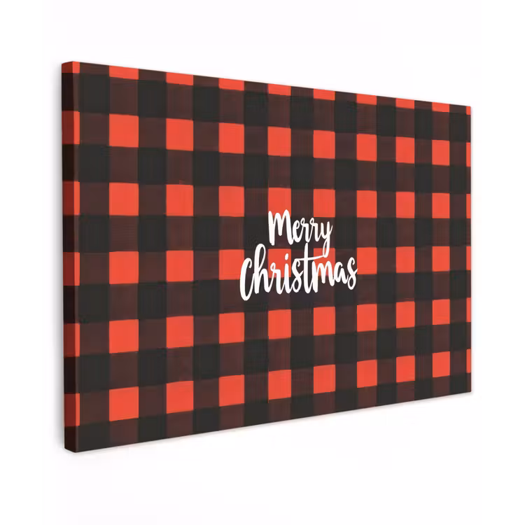 Geruit - Rood - Tekst - Christmas canvas 2cm klein -z3d