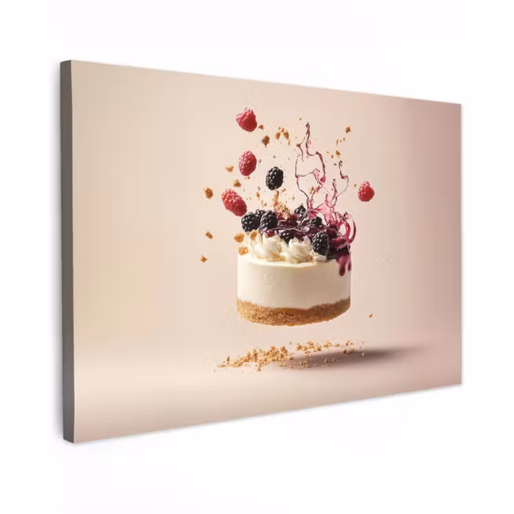 Cheesecake - Eten - Roze - Taart canvas 2cm klein -z3d