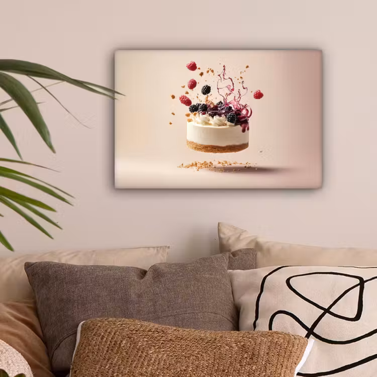 Cheesecake - Eten - Roze - Taart canvas 2cm klein -sfeer1