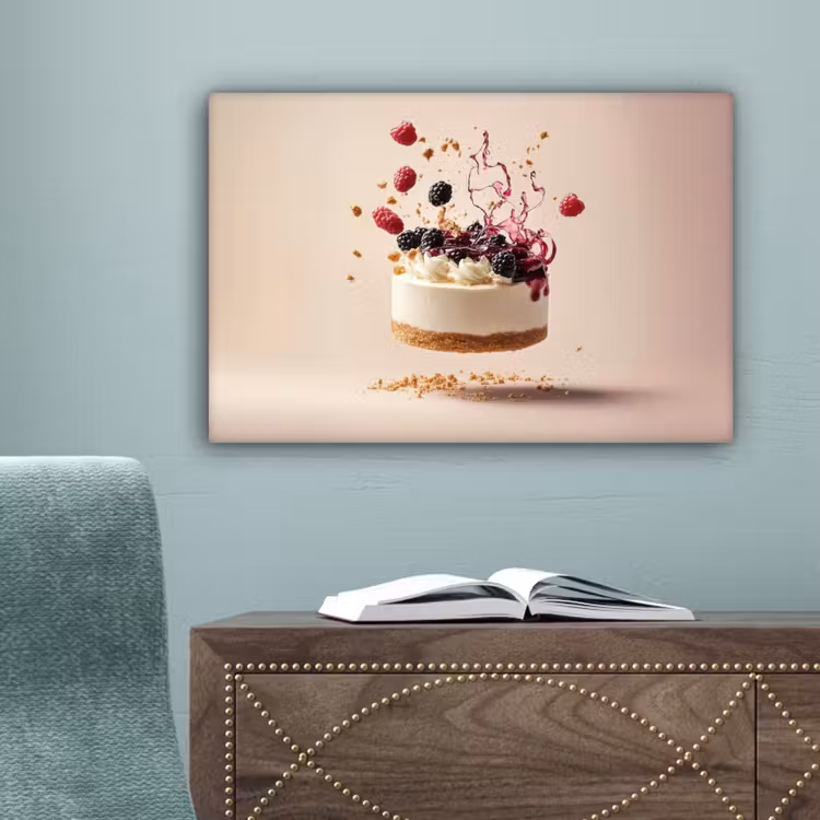 Cheesecake - Eten - Roze - Taart canvas 2cm klein -sfeer4