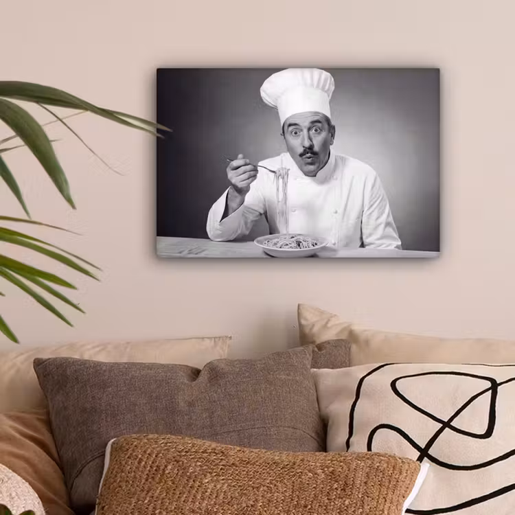 Chef - Spaghetti - Pasta canvas 2cm klein -sfeer1