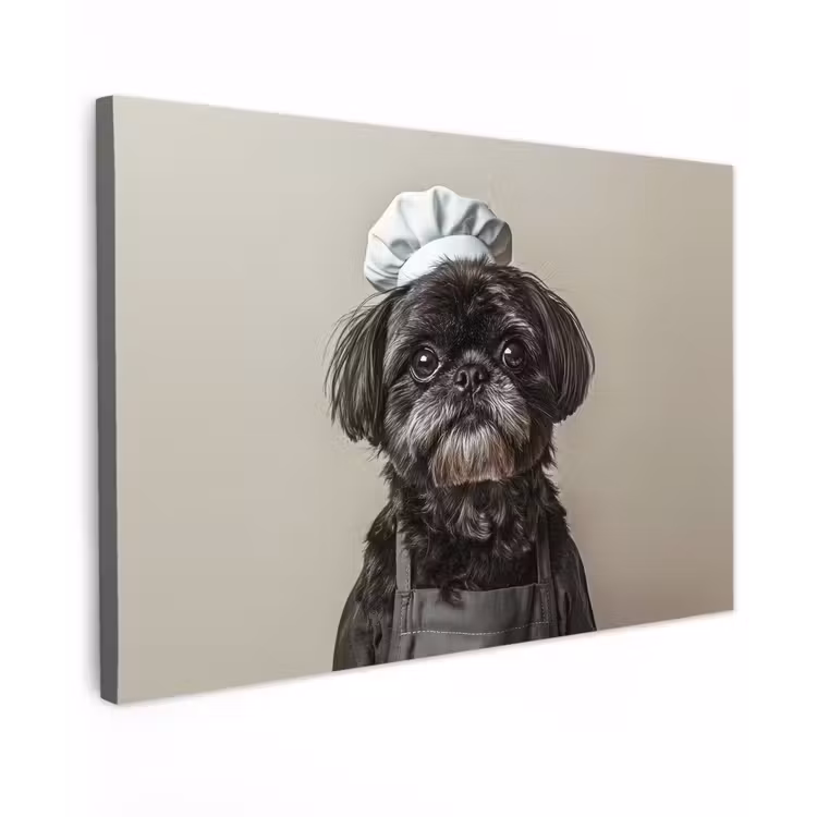 Kokskleding - Zwart - Hondje canvas 2cm klein -z3d