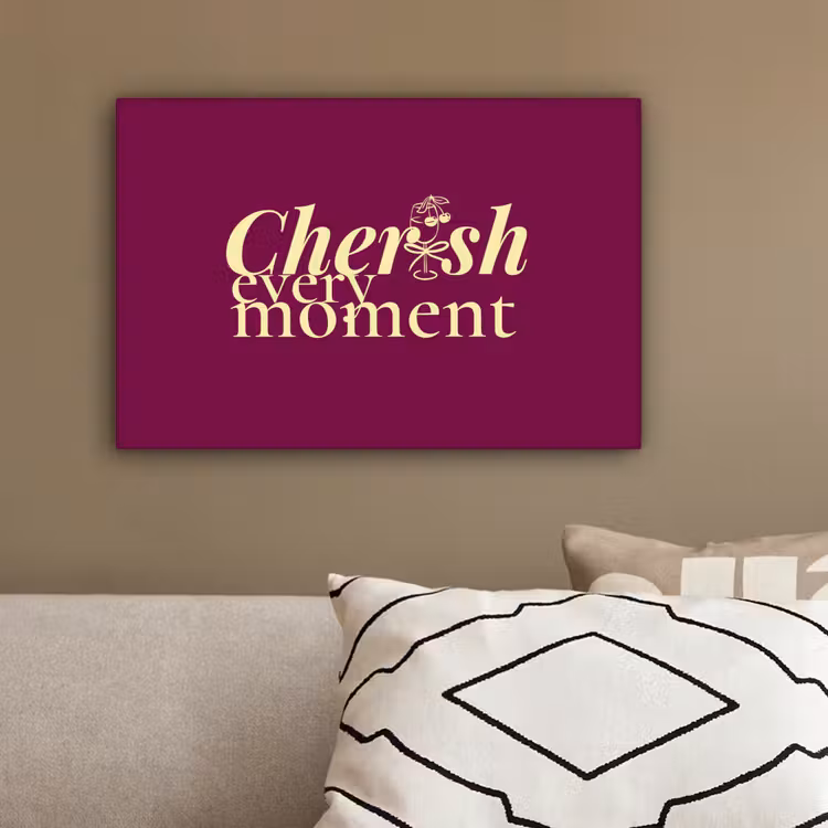 Cherish every moment - Cocktailglas - Bordeaux canvas 2cm klein -sfeer3