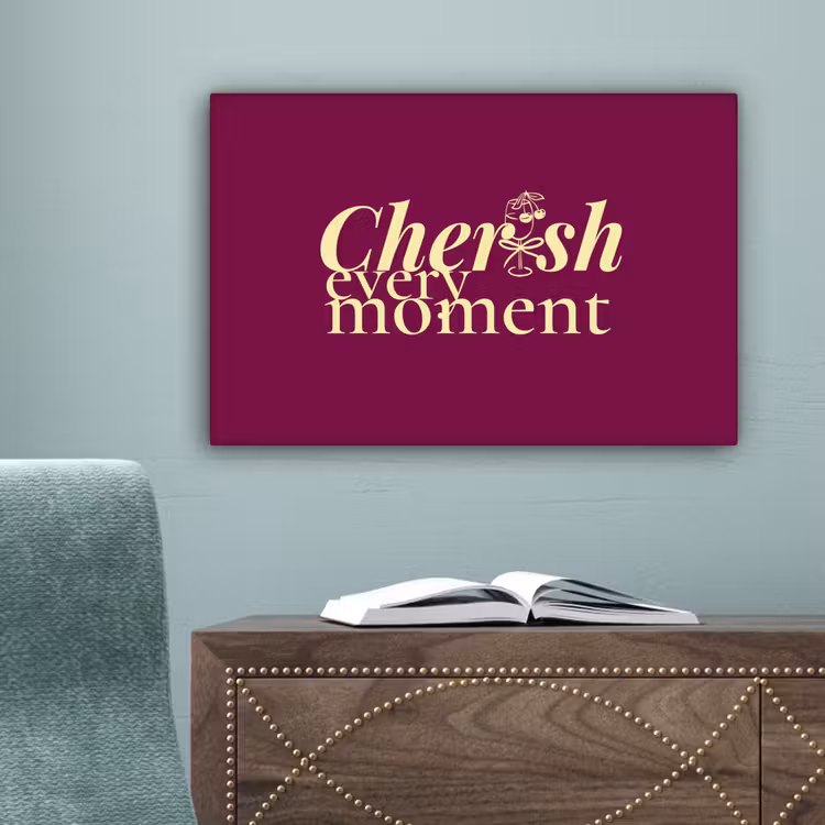 Cherish every moment - Cocktailglas - Bordeaux canvas 2cm klein -sfeer4