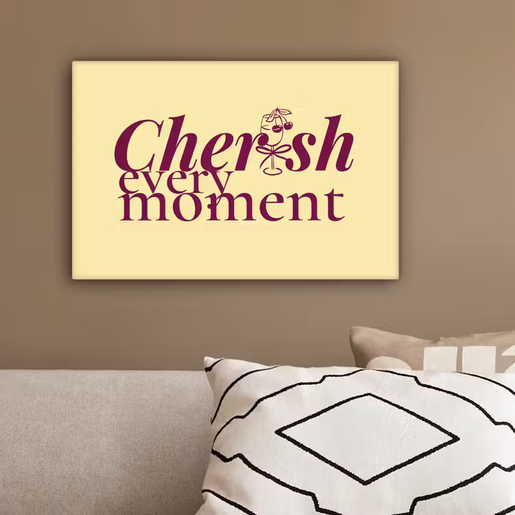 Cherish every moment - Cocktailglas - Geel canvas 2cm klein -sfeer3
