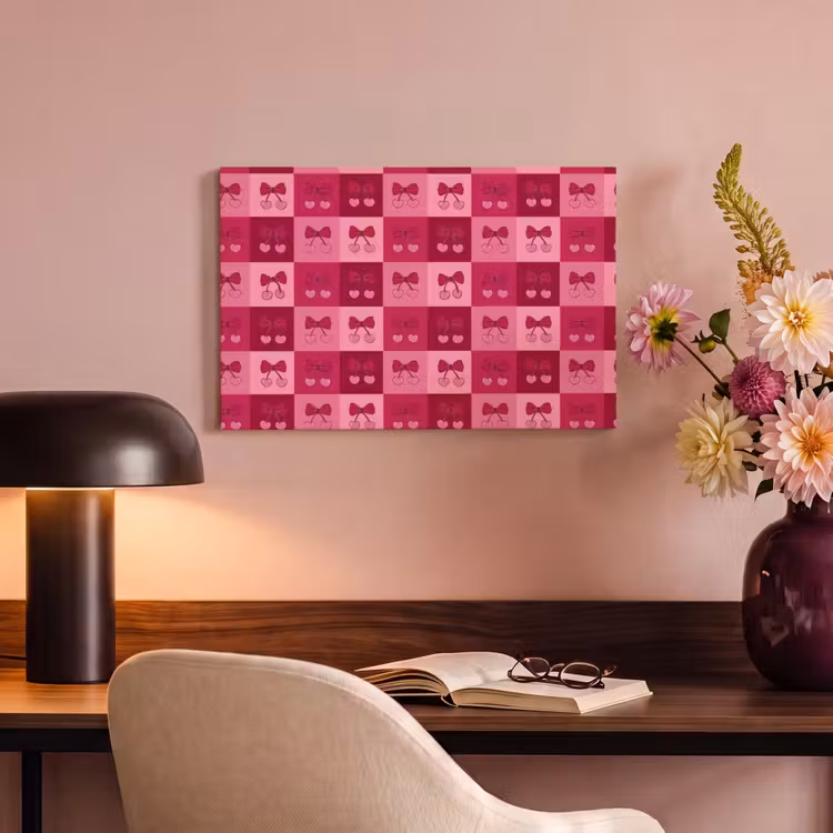 Kersen - Strikjes - Speels - Roze - Bordeaux canvas 2cm klein 34 -sfeer4