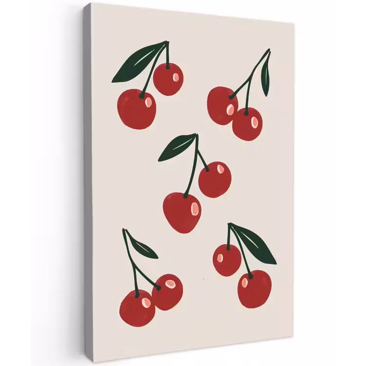 Kersen - Blaadjes - Rood canvas 2cm klein -z3d