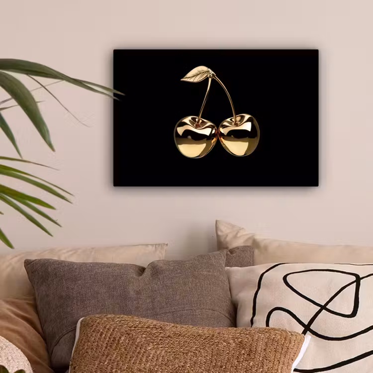 Kersen - Zwart - Goud - Chrome canvas 2cm klein -sfeer1
