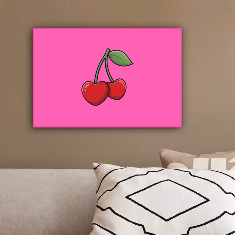 Kers - Roze - Fruit canvas 2cm klein -sfeer3