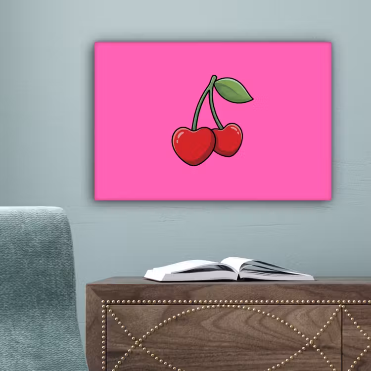 Kers - Roze - Fruit canvas 2cm klein -sfeer4