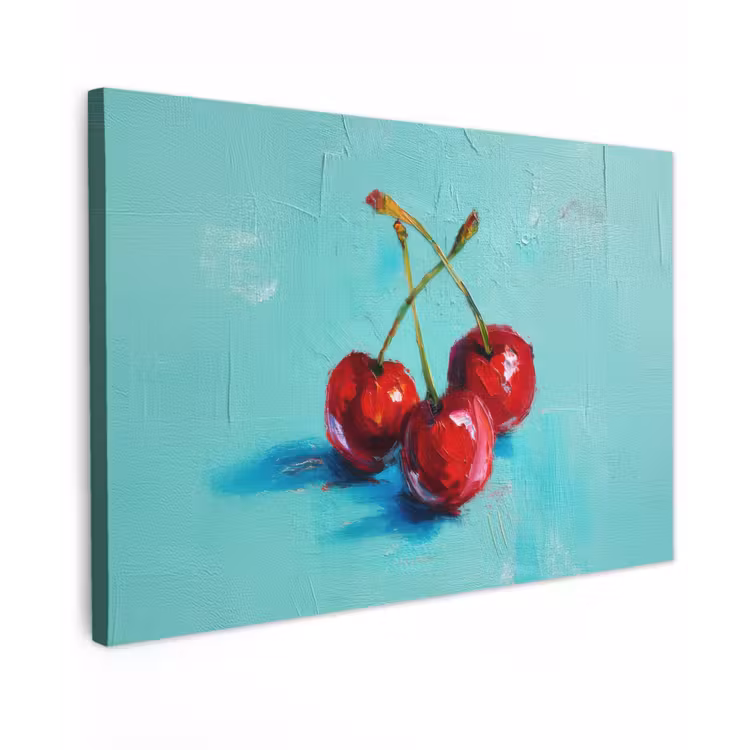 Kersen - Rood - Drie - Geverfd canvas 2cm klein -z3d