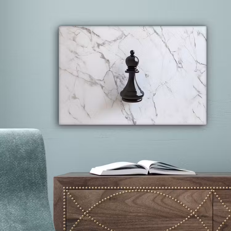Schaakstuk - Loper - Zwart - Marmer canvas 2cm klein -sfeer4