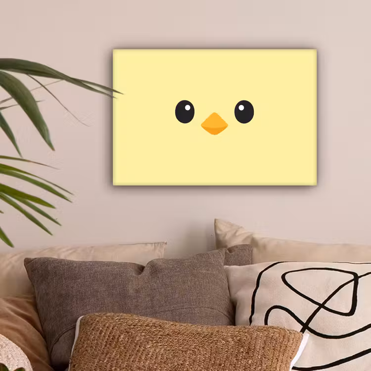 Kuiken - Vrolijk - Geel - Minimalistisch canvas 2cm klein -sfeer1
