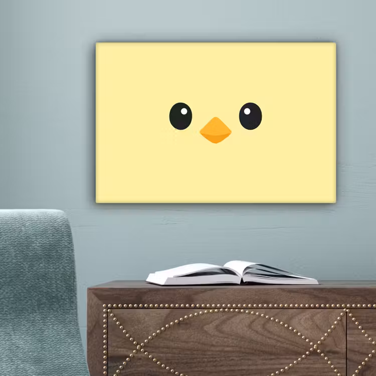 Kuiken - Vrolijk - Geel - Minimalistisch canvas 2cm klein -sfeer4