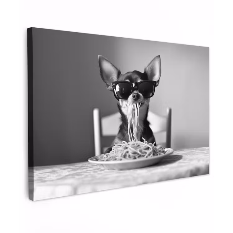 Chihuahua - Hond - Zonnebril - Humoristisch - Zwart - Wit - Spaghetti canvas 2cm klein -z3d