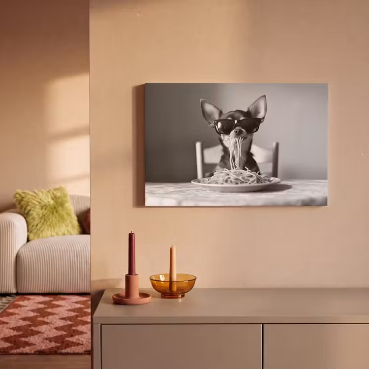 Chihuahua - Hond - Zonnebril - Humoristisch - Zwart - Wit - Spaghetti canvas 2cm klein -sfeer1