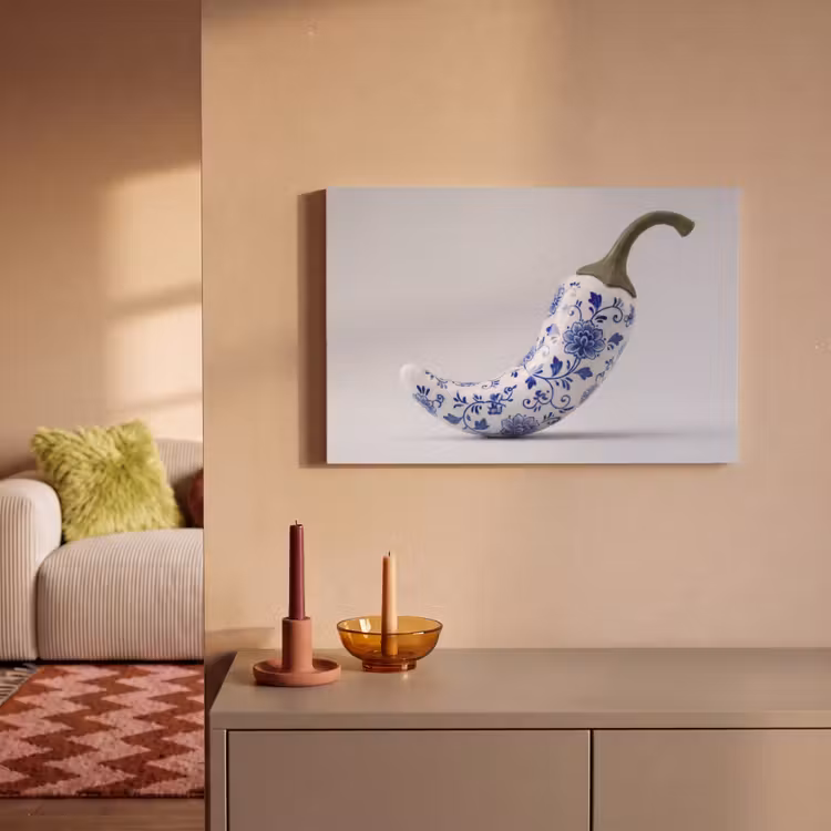 Chilipeper - Keramiek - Blauw canvas 2cm klein -sfeer1