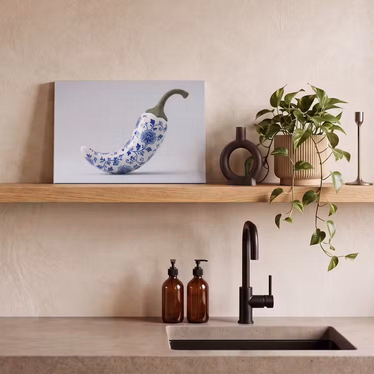 Chilipeper - Keramiek - Blauw canvas 2cm klein -sfeer3