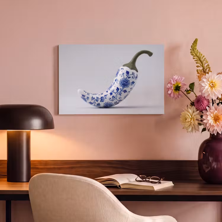 Chilipeper - Keramiek - Blauw canvas 2cm klein -sfeer4