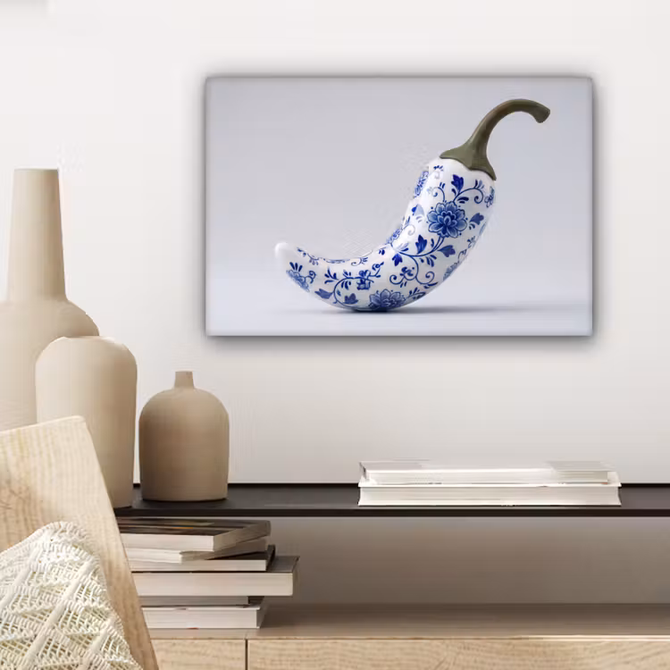 Chilipeper - Keramiek - Blauw canvas 2cm klein -sfeer6