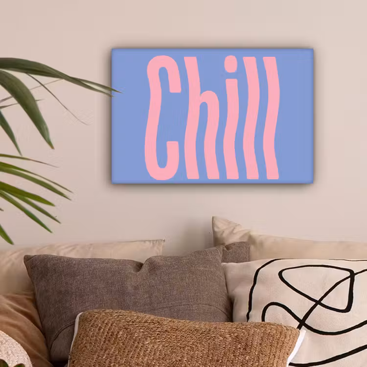 Chill - Roze - Blauw - Golvend canvas 2cm klein -sfeer1