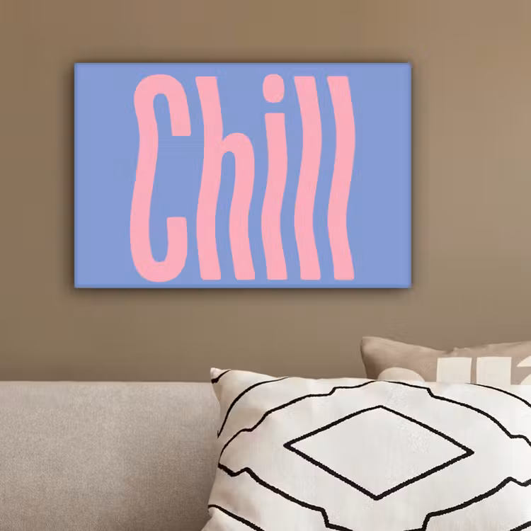 Chill - Roze - Blauw - Golvend canvas 2cm klein -sfeer3