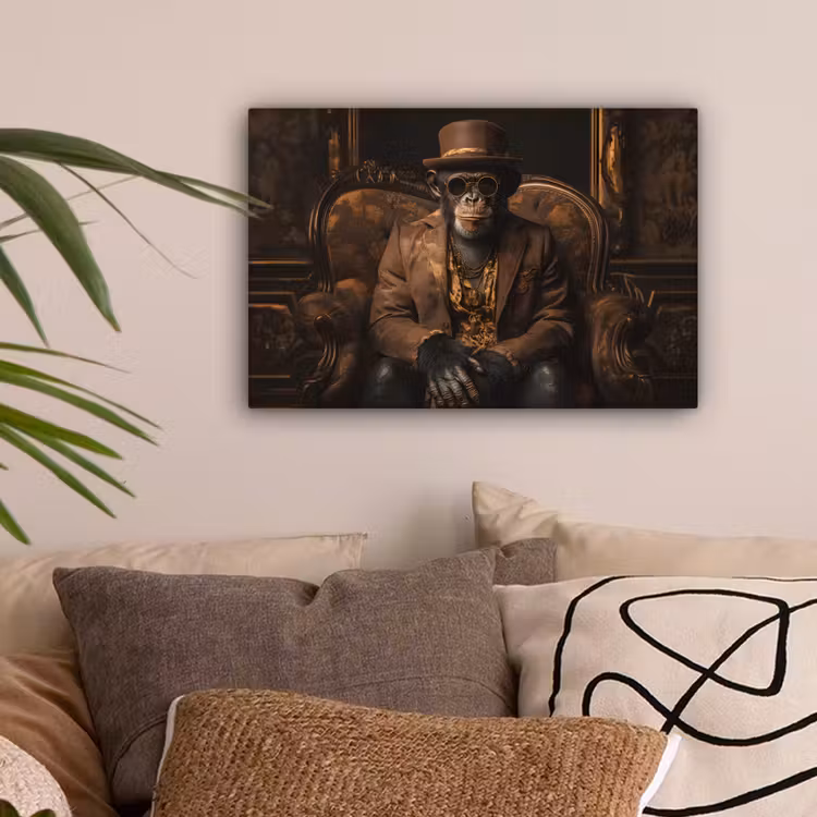 Chimpansee - Stoel - Pak - Bruin canvas 2cm klein -sfeer1