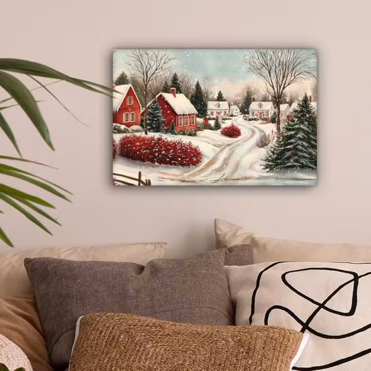 Kerstsfeer - Landelijk - Rood canvas 2cm klein -sfeer1