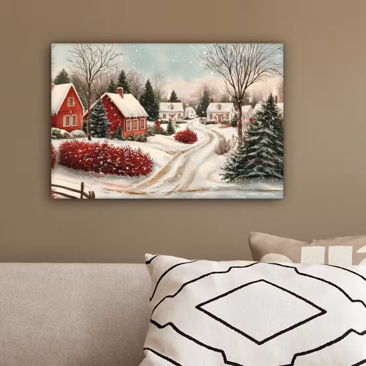 Kerstsfeer - Landelijk - Rood canvas 2cm klein -sfeer3