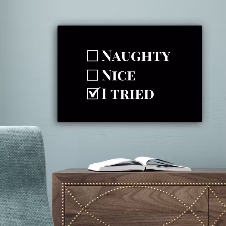 Kerst - Zwart - Wit - Quote - Grappig canvas 2cm klein -sfeer4