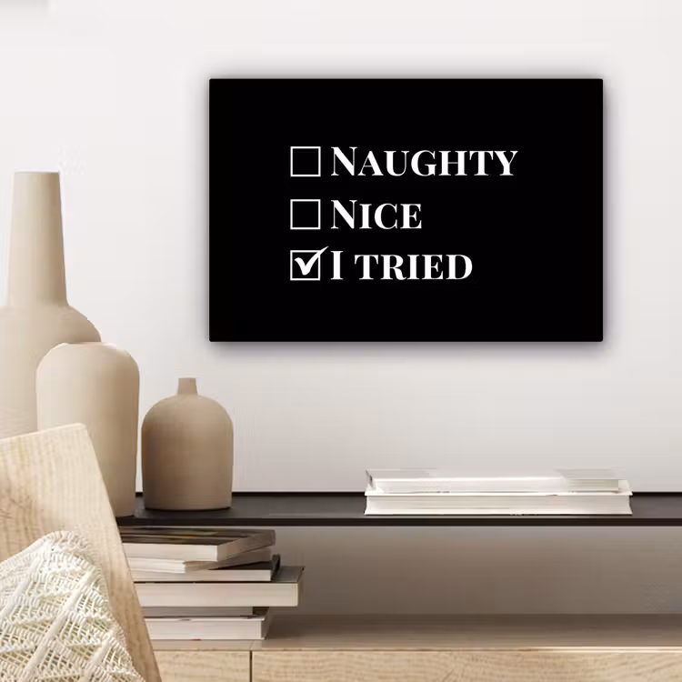 Kerst - Zwart - Wit - Quote - Grappig canvas 2cm klein -sfeer6