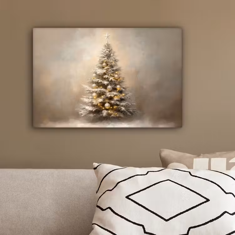 Kerst - kerstboom - Sneeuw - Art canvas 2cm klein -sfeer3