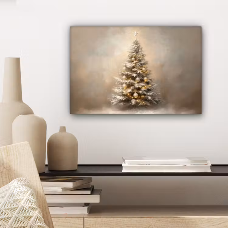 Kerst - kerstboom - Sneeuw - Art canvas 2cm klein -sfeer6