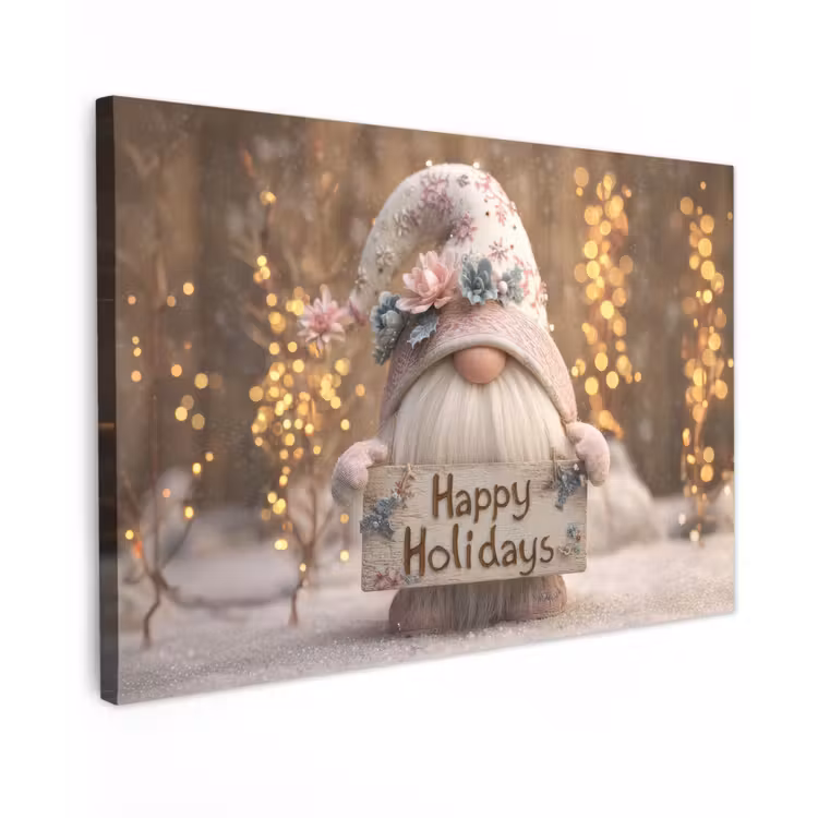 Kerst - Gnome - Bord - Kleurrijk canvas 2cm klein -z3d