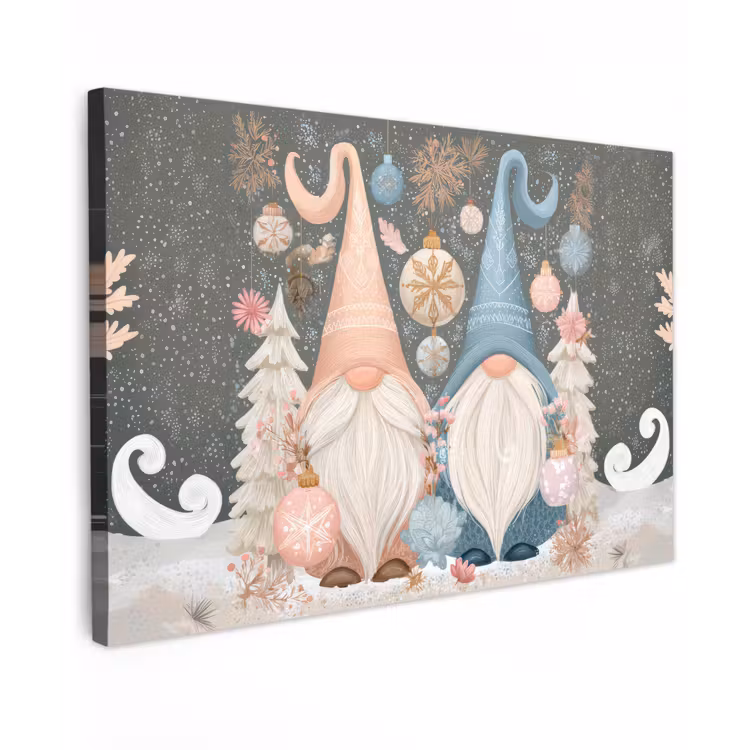 Kerst - Gnomen - Pastel canvas 2cm klein -z3d