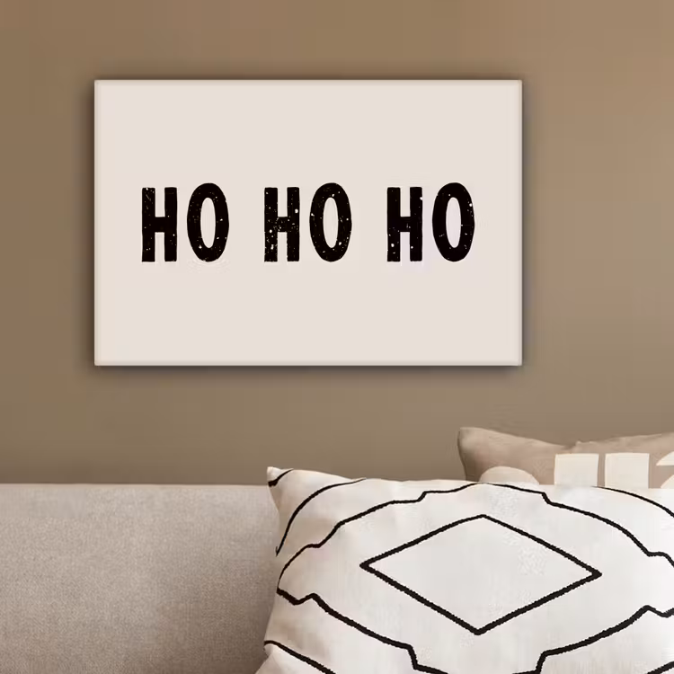 Kerstmis - Ho ho ho - Spreuken - Beige - Kerstman canvas 2cm klein -sfeer3