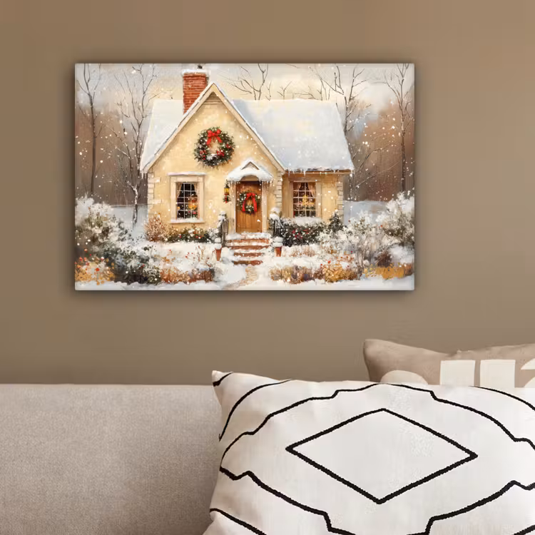 Kerst - Huis - Winter - Sneeuw canvas 2cm klein -sfeer3