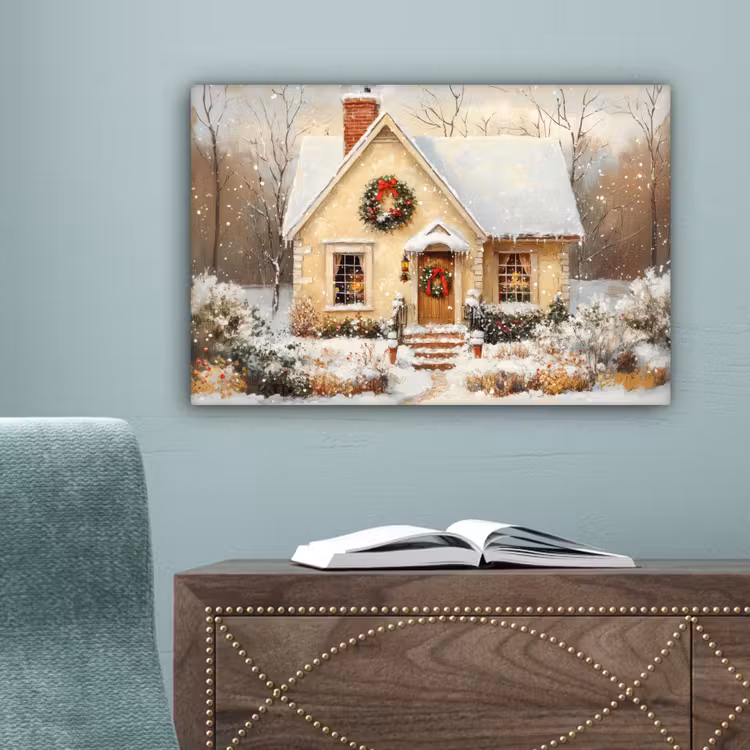 Kerst - Huis - Winter - Sneeuw canvas 2cm klein -sfeer4