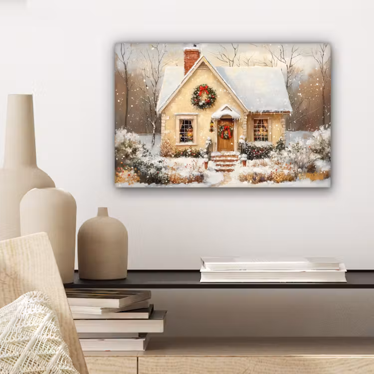 Kerst - Huis - Winter - Sneeuw canvas 2cm klein -sfeer6