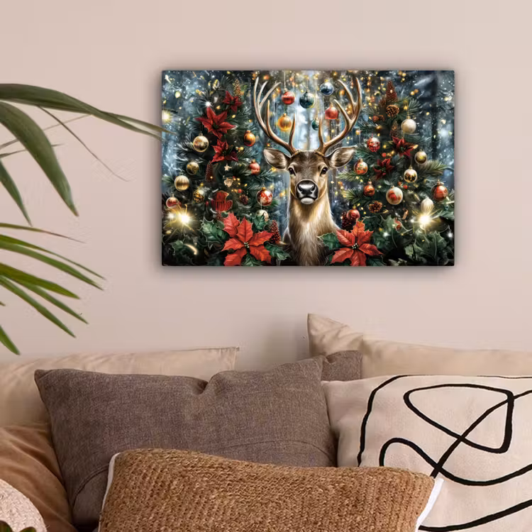 Kerstfeest - Dennenbos - Rood canvas 2cm klein -sfeer1