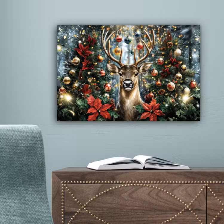 Kerstfeest - Dennenbos - Rood canvas 2cm klein -sfeer4