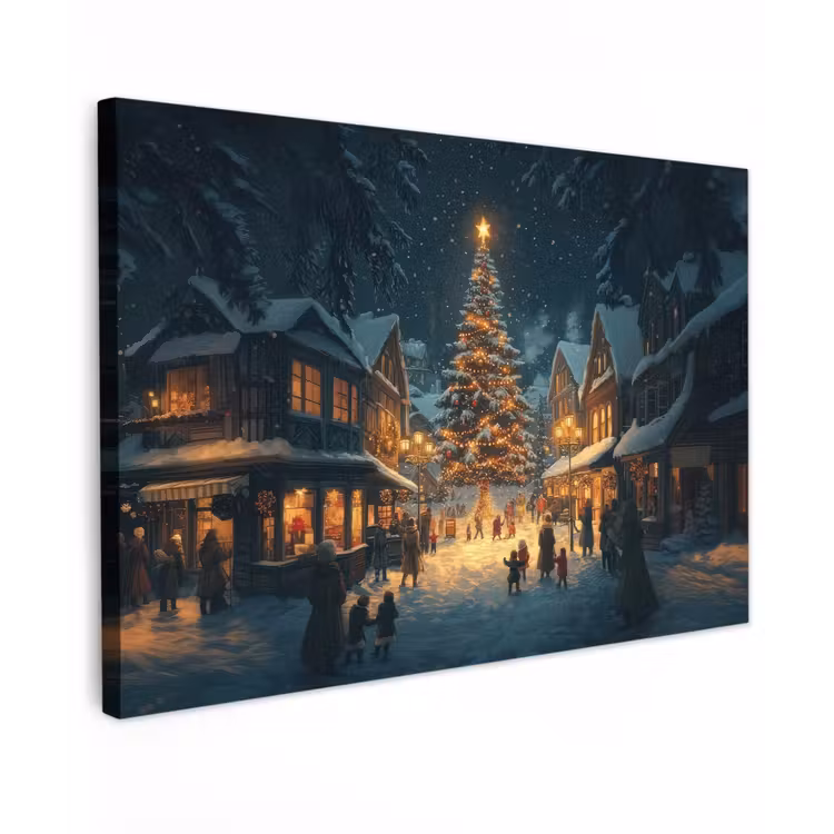 Kerstfeest - Dorp - Donker canvas 2cm klein -z3d