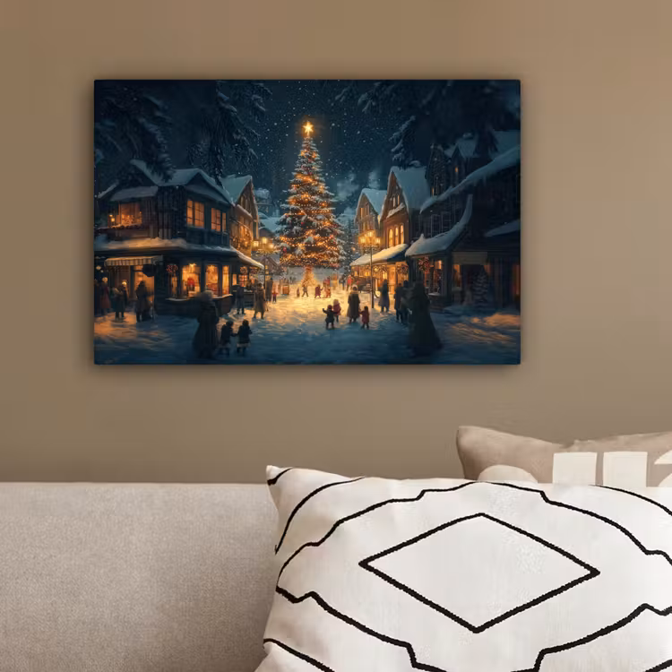 Kerstfeest - Dorp - Donker canvas 2cm klein -sfeer3