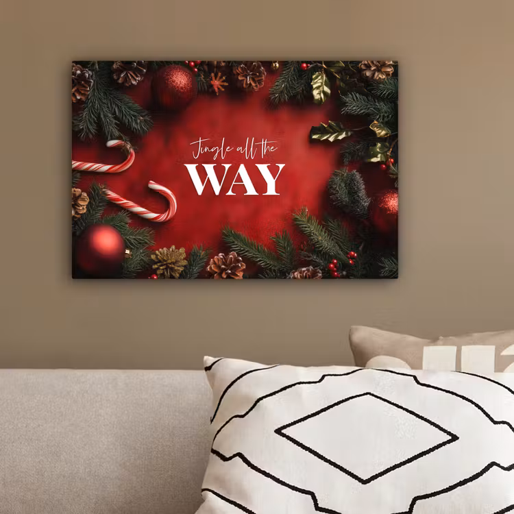 Kerst - Quote - Rood - Kerstballen canvas 2cm klein -sfeer3