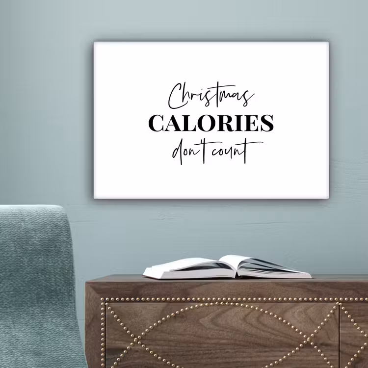 Kerst quote - Winter - Christmas calories - Wit canvas 2cm klein -sfeer4