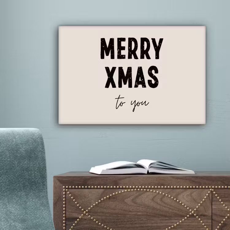Kerst - Quotes - Merry xmas - Feestdagen - Zwart canvas 2cm klein -sfeer4