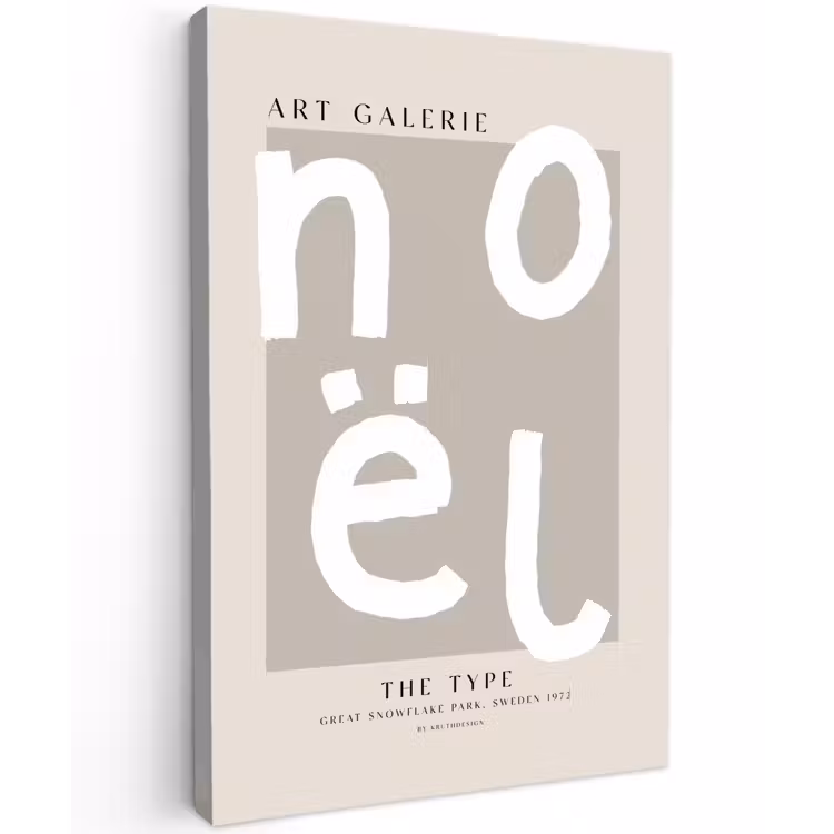 Kerstmis - Quotes - Noël - Wit - Beige canvas 2cm klein -z3d