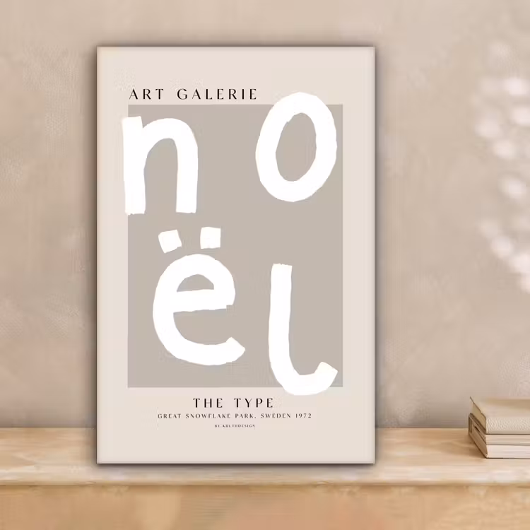 Kerstmis - Quotes - Noël - Wit - Beige canvas 2cm klein -sfeer1